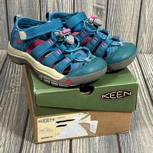 KEEN Newport H2 Sandals Kids Size 11 Blue Pink Washable Hiking Water Shoes